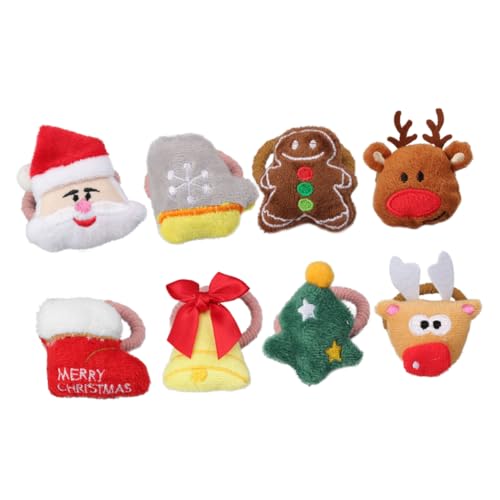 WRITWAA 8 Stück Teiliges Weihnachts Cartoon Haargummis für Mädchen Elastische Ponytail Halter Bunte Haarschleifen Weiches Material Vielseitig für Party und Alltag von WRITWAA