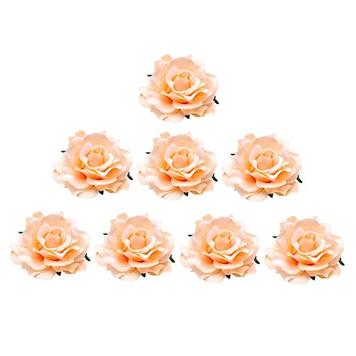 WRITWAA 8 Stück rosafarbene Haarspange Rosenblüten Haarspange Brautblumen Anstecker Rosenblüten Brosche für Jacke Kleid Abendblätter Brosche aus Stoff Frauen Stoffdekoration Plüschstoffe von WRITWAA