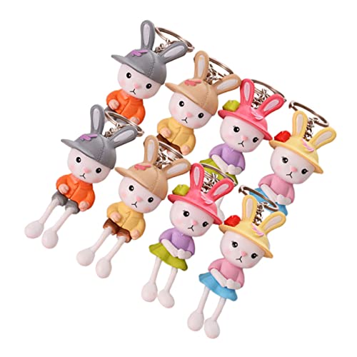 WRITWAA 8stücke Teiliges Süßer Kaninchen Schlüsselanhänger Aus Cremefarbener Cartoonartiger Für Taschen Und Schlüssel Für Ostern Modisches Accessoire von WRITWAA