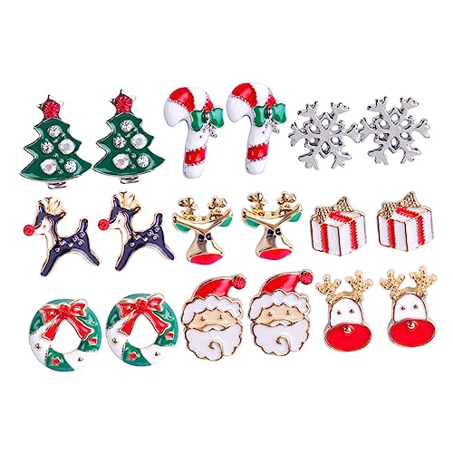 WRITWAA 9 Paare Teiliges Weihnachts Ohrringe Langlebiger Legierung Ohrstecker mit Funkelnden Weihnachtsbaum Designs Geeignet für Party Alltag und Festliche Anlässe Stilvolles für Damen von WRITWAA