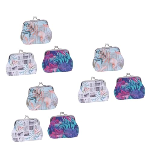 WRITWAA 9stücke Tropisches Palmblatt-Muster Geldbörse Set Teiliges Vintage Münzgeldbörse Für Junge Mädchen Für Schule Shopping Und Alltag Strapazierfähiges Pu-Material Kompakte von WRITWAA