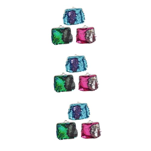WRITWAA 9 STK Pailletten Geldbörse kleine Handtasche mini Wallet Glänzende Geldbörse mini-Portemonnaie Handliche Geldbörse minigeldbörse Geldbeutel Pailletten-Geldbörse für Mädchen von WRITWAA