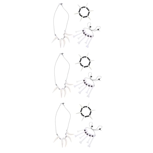 WRITWAA 9 Stck Teiliges Halloween Schmuck Knochen Halskette und Armband Dekoratives Kostümzubehör für Party Cosplay und Maskerade Geeignet von WRITWAA