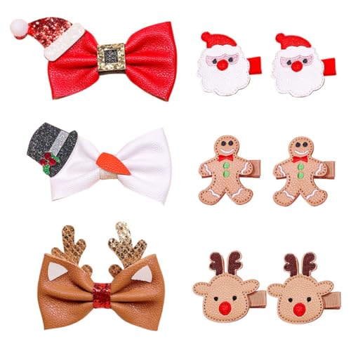WRITWAA 9stücke Weihnachtshaarspangen Für Mädchen Junge Mädchen Party Haar Clips Aus Metall Pu-leder Für Feiertage Kostüm-haaraccessoire von WRITWAA