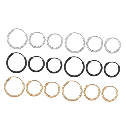 WRITWAA 9 Stück Teiliges Metal Ohrhänger Ohrreifen Kreative Punk Creolen Gold Silber Schwarz Vielseitig Kombinierbar für Damen und Herren Partys und Alltag von WRITWAA
