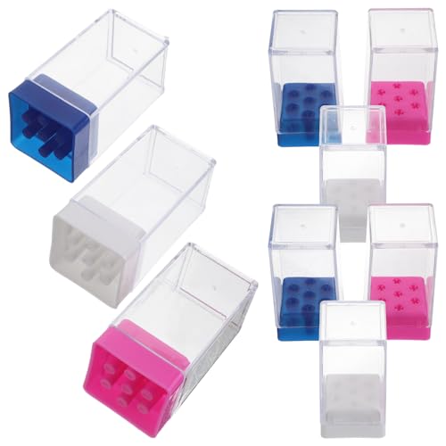 WRITWAA 9-teiliger Organizer für Nagelbohrer: Staubdichte Aufbewahrungsbox für Nagelschleifköpfe – 7-Loch-Schleifkopf-Präsentationsbehälter für Manikürezubehör von WRITWAA