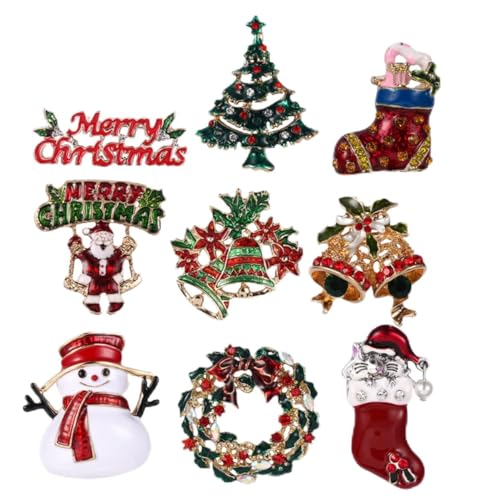 WRITWAA 9-teiliges Weihnachts-anstecknadel-brosche-set Aus Emaille Für Damen Stilvolle Persönlichkeit von WRITWAA