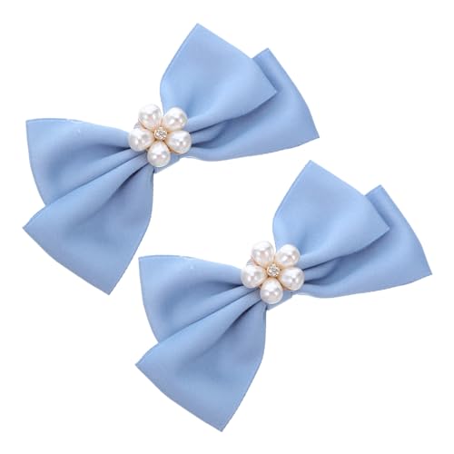 WRITWAA Abnehmbare Abs Perlen Schleifen Schuhclips für Brautschuhe Modische Blaue Bowknot Dekoration Leichte Hochzeitsschmuck Accessoires für High Heels Party von WRITWAA