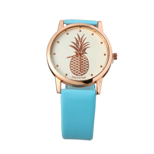 WRITWAA Damen Armbanduhr Quarz Mit Lederarmband Im Ananas-Muster Stilvolle Uhr Für Frauen Und Mädchen Farbe Zufällig von WRITWAA