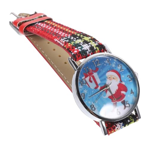 WRITWAA Weihnachtlicher Weihnachtsmann Armbanduhr Mit Strass-diamanten Lederarmband Modische Damenuhr Für Festliche Anlässe Und Für Weihnachten Einzigartiges Design von WRITWAA