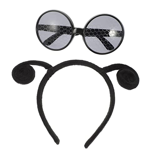 WRITWAA Antennen Haarreif mit Brille Dekoratives Insekten Cosplay Accessoire für Mädchen Modisches Party Haarband mit Ameisen und Bienen Antenne Komfortabel und Langlebig für Karneval und von WRITWAA