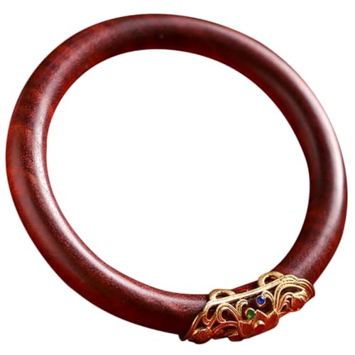WRITWAA Holzarmband Damen Vintage Naturholz Armreif Manschette Mahagoni Palisander Lotus Rund Glatt Ethno Schmuck Armband für Damen Langlebig Angenehm zu Tragen für Valentinstag Weihnachten Geburtstag von WRITWAA