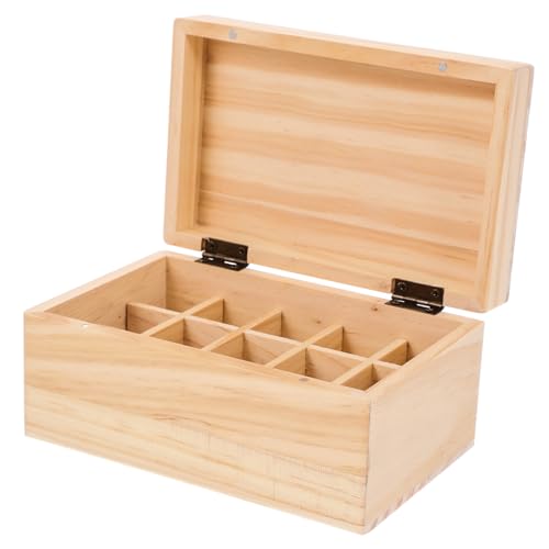 WRITWAA Aufbewahrungsbehälter für Ätherische Öle aus Holz Fächrig Stabil für Flaschen Multi Grid Organizer für Nagellack und Öle Perfektes von WRITWAA