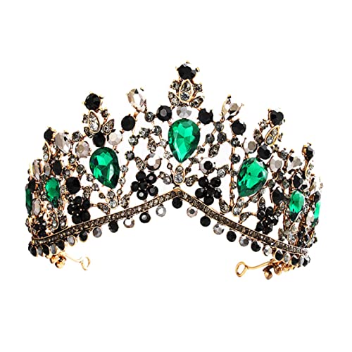WRITWAA Barock Retro Brautkrone mit Grünen Strasssteinen Langlebige Damen Tiara Eleganter Haarschmuck für Hochzeit Geburtstag Feier Leicht und Farbbeständig von WRITWAA