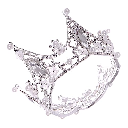 WRITWAA Barock Stil Hochzeit Tiara mit Perlen und Kristallen Brautkrone für Besondere Anlässe Leicht und Langlebig Fotorequisite von WRITWAA
