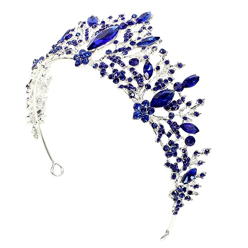 WRITWAA Barockkrone Blau Mit Strasssteinen Legierung Tiara Stirnband Für Braut Hochzeit Party Haarschmuck Für Frauen von WRITWAA