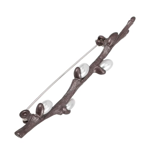 WRITWAA Blütenbrosche mit Perlen Eleganter Anstecker für Damen Stilvolles Accessoire für Kleidung Hut Tasche Anzug und Hochzeit Zeitloses Design Dunkelbraun von WRITWAA