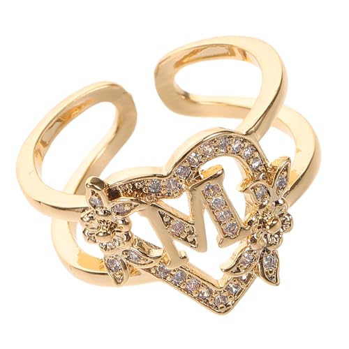 WRITWAA Blumen Buchstabenring für Frauen Verstellbarer Offener Ring mit Vielseitiger Schmuck für Hochwertige Verarbeitung Perfektes für Mütter und Töchter von WRITWAA