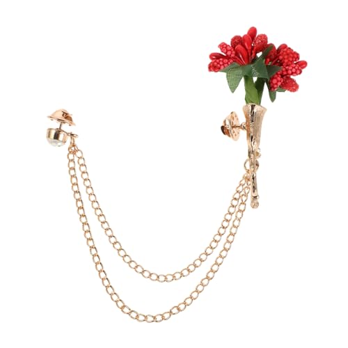 WRITWAA Blumenbrosche mit Kette Eleganter Ansteckpin für Damen Sicherer Halt Minimalistisches Design Vielseitig Kombinierbar für Blazer Kleid Strickjacke Schmuck für Party Hochzeit Büro von WRITWAA