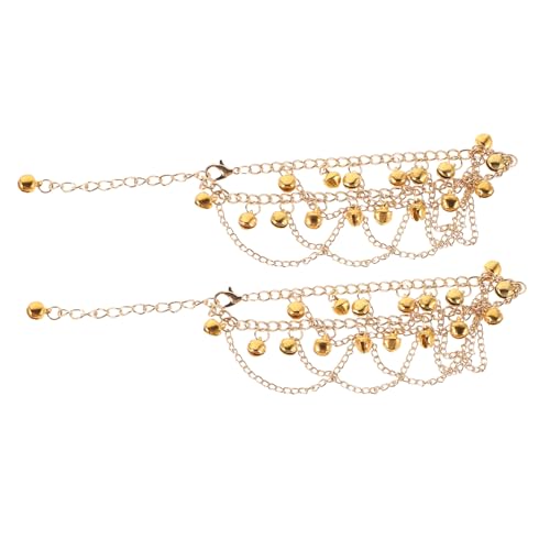 WRITWAA Boho Fußkettchen Gold mit Glöckchen und Quasten Mehrlagiges Tanz Fußarmband für Frauen Modisches Schmuckstück für Lateinische Rhythmen und Bühnenauftritte von WRITWAA