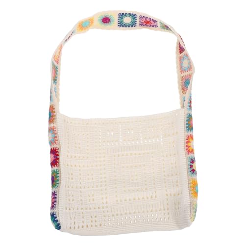 WRITWAA Boho Gehäkelte Strandtasche Damen Leichtes Sommer-handtäschchen mit Ästhetischem Muster Vielseitige Schultertasche für Urlaub Shopping Party und Alltag von WRITWAA