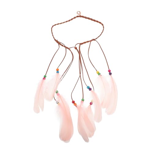 WRITWAA Stirnband Boho Haarschmuck Stammeskopfbedeckung Pfauenhaarband Federhaarband Stammeshaaraccessoire Boho Stirnband Für Frauen Mädchen Haarband Kopfschmuck Kopfbedeckung von WRITWAA