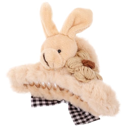 WRITWAA Brauner Großer Haarklammer Krallenclip mit Flauschigem Kaninchen Design Schonender für Dünnes und Dickes Haar Vielseitiges Haarschmuck Accessoire für Damen für Hochzeiten Partys von WRITWAA