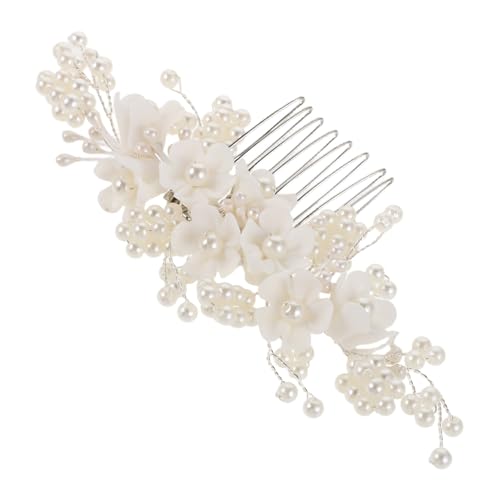 WRITWAA Braut Haarkamm Silber mit Perlenblumen Leichter Haarschmuck für Hochzeit Handgefertigte Blumige Details Komfortabler Brautschmuck für Brautjungfern und Festliche Anlässe von WRITWAA