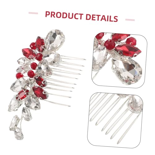 WRITWAA Braut Haarkamm mit Strahlenden Roten Kristallen Sicherer durch Festen Kamm Lebendige Farbe für Hochzeit Geeignet als Brautschmuck und Haarschmuck für Damen und Mädchen von WRITWAA