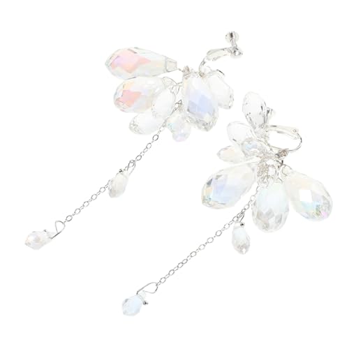 WRITWAA Braut Ohrringe Wasserfall Quaste Strass Ohrclips Elegant für Hochzeit Brautjungfern und Festveranstaltungen von WRITWAA