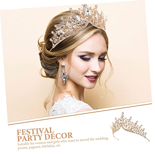 WRITWAA Brautkrone Haarschmuck mit Strasssteinen Leichtes Diadem für Hochzeit und Festzug Zarte Goldene Tiara als Festliche Kopfbedeckung für Braut und Besondere Anlässe von WRITWAA