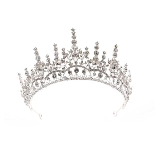 WRITWAA Brautkrone Tiara mit Funkelnden Strasssteinen Eleganter Haarreif für Hochzeit Party und Fest Langlebiges Silbernes Diadem Vielseitiges Accessoire für Braut und Besondere Anlässe von WRITWAA