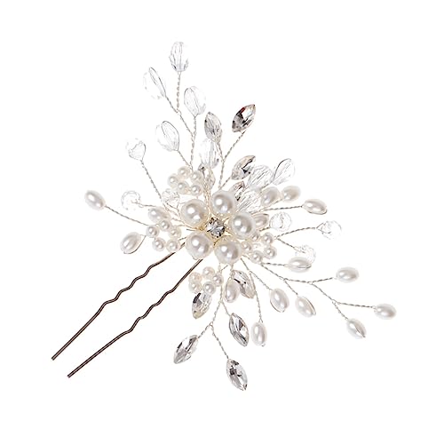 WRITWAA Brautschmuck Haarnadel mit Perlen und Kristallen Förmige Haarpin für Hochzeiten Brautjungfern und Partys Eleganter Kopfschmuck für Damen von WRITWAA