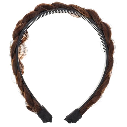 WRITWAA Breit Geflochtenes Haarband für Rutschfestes Accessoire für Mädchen für Besondere Anlässe oder Alltag Hergestellt aus Langlebigem Chemischen Fasermaterial Perlen Design Hellbraun von WRITWAA