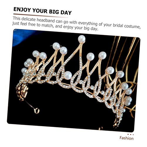 WRITWAA Bridal Tiara Stirnband Krone für Frauen Funkelnde Hochzeit Haarschmuck Diadem für Braut Party und Geburtstagsdeko Gold Weißer Schmuck für Festliche Anlässe von WRITWAA