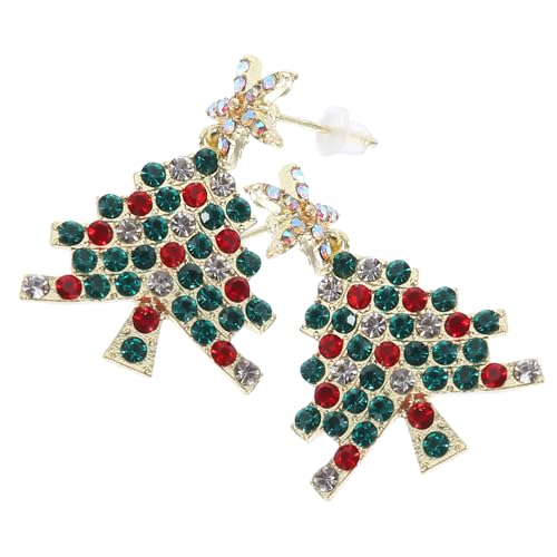 WRITWAA Bunte Zirkonia Weihnachtsbaum Ohrstecker Damen Alloy Ohrschmuck Festliche Ohrringe für Frauen Teenager Geburtstag Valentinstag Muttertag von WRITWAA