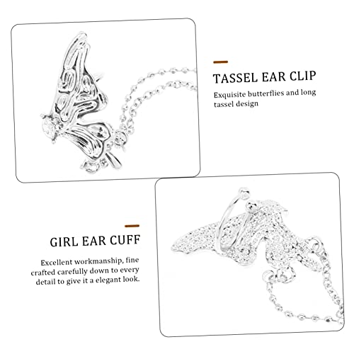 WRITWAA Butterfly Ohrclip mit Langem Tassel Ohrklemme Piercing Elegantes Schmuckstück für Damen und Mädchen Geeignet für Alltag Hochzeit Dating und Besondere Anlässe von WRITWAA