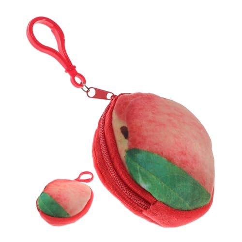 WRITWAA Cartoon-früchte-plüschbeutel Mini-geldbörse Mit Reißverschluss Flauschige Tasche Für Bargeld Ausweis Lippenstift Metallkette Zum Aufhängen von WRITWAA