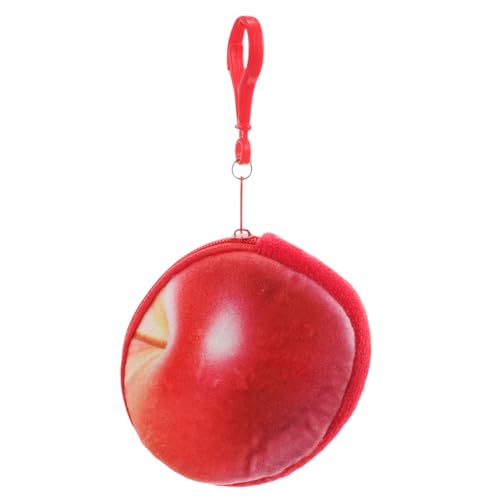 WRITWAA Cartoon-Tasche Obst-geldbörse Mini-geldbörse Plüschtasche Fuzzy-Headset-Tasche Mit Metallkette Und Reißverschluss Für Frauen Und Mädchen Rot von WRITWAA