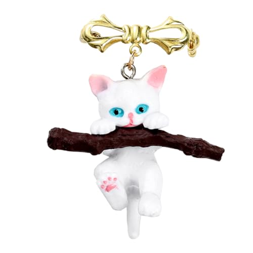 WRITWAA Cat Brosche mit Zweig Modische Anstecknadel aus Resin und Legierung Leichte Langlebige Kleidungsschmuck für Damen Stilvolles Accessoire für Kleider Taschen Schals Perfektes von WRITWAA