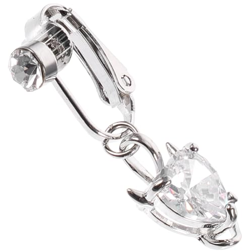 WRITWAA Clip Bauchnabelring Herz Zirkonia Anhänger Clip Fake Bauchnabelpiercing Schmuck Damen Elegant Für Strandparty Cosplay von WRITWAA