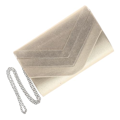 WRITWAA Stilvolle Abendtasche Damen Tragbare Umschlag Geldbörse Aus Samt Modische Clutch Für Hochzeiten Partys Alltag Weiche Textur Goldfarben von WRITWAA