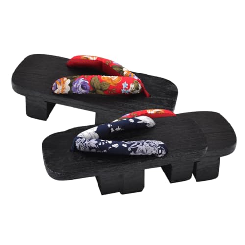 WRITWAA Damen Clogs Holzsandalen Sommer Plattform Pantoletten Slip Bequeme Hausschuhe Freizeit Strand Party Schuhgröße Weiß Blau Blumenmuster Schwarzer Holzsockel von WRITWAA