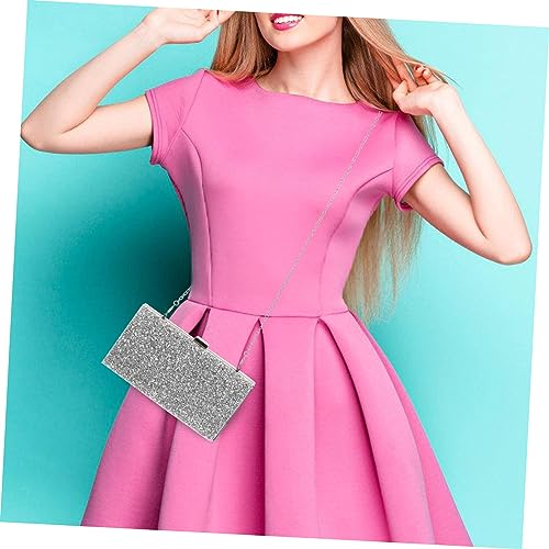 WRITWAA Damen Clutch Tasche Abendhandtasche mit Strasssteinen Leicht und Geräumig für Hochzeit Party und Dinner Silberfarbene Handtasche für Frauen Abendtasche von WRITWAA