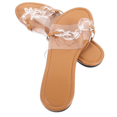 WRITWAA Damen Flache Sandalen Transparent Sommer Strandschuhe Rutschfeste Slipper Komfortable Freizeit Schuhe Stylish Elegant von WRITWAA