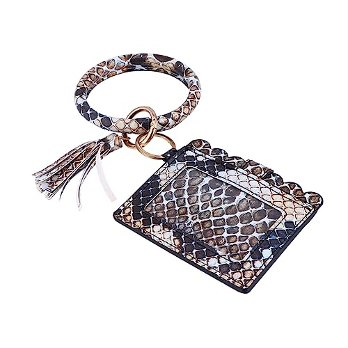 WRITWAA Damen Geldbörse PU Münzfach mit Quaste Leopard Muster Portemonnaie Schlüsselanhänger Handgelenktasche Kartenetui für Alltag und Shopping von WRITWAA