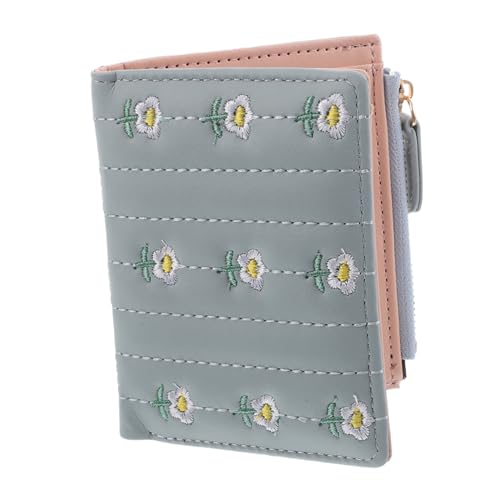 WRITWAA Kleines Zweifach Gefaltetes Damen-Portemonnaie Mit Süßem Stickmuster Reißverschluss-geldbörse Für Karten Und Münzen Aus Weichem Pu Täglichen Gebrauch von WRITWAA