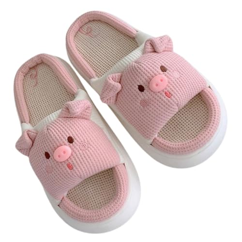 WRITWAA Damen Hausschuhe Baumwolle Leinen Weiche Dicke Sohle Rutschfeste Atmungsaktive Schlafzimmer Hausschuhe Gemütlich Bequeme Hauspantoffeln für Alltag Zuhause von WRITWAA