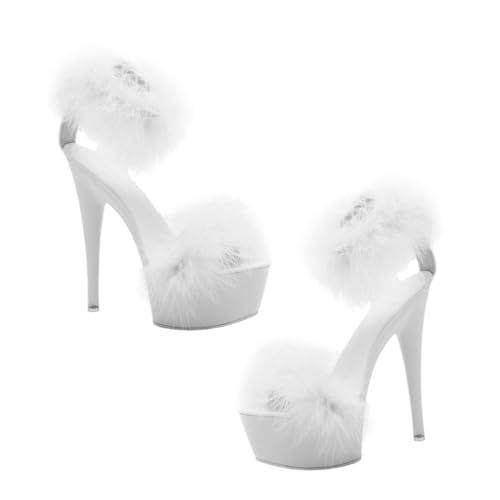 WRITWAA Damen High Heels Sandalen mit Plateau Schrägem Absatz und Wasserdichtem Innenmaterial Modisch und Angenehm für Sommer Arbeit Shopping und Freizeit Weiß Stilvoll Zufällige Farbe von WRITWAA