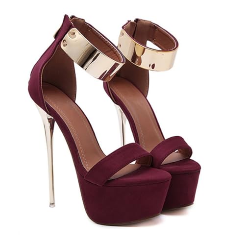 WRITWAA Damen Sandalen mit Dünnem Absatz Wasserdichte Plateau High Heels Modische Sommerliche Schuhe für Frauen Atmungsaktiv und Rutschfest Schwarz von WRITWAA